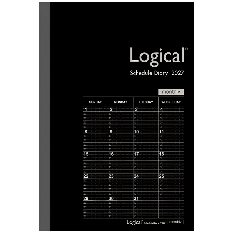 Japoniškas darbo kalendorius 2027 "Logical Diary" A5, juodas, NS-A502-27BD